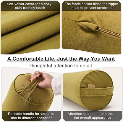 Body Pillow for Adults – Long Bolster Pillow for Bed, Round Cuddle Pillow, Full Support for Side Sleepers,39 x 7.87 Inches,Golden Yellow