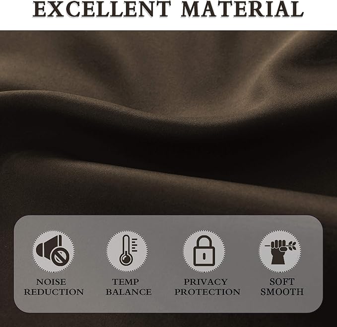 DONREN Extra Long 108 inch Length Blackout Curtains for Large Windows,Rod Pocket Soft and Touching Living Room Sweep to Floor for Villa(Brown,2 Pack,52 W by 108 inches Long)