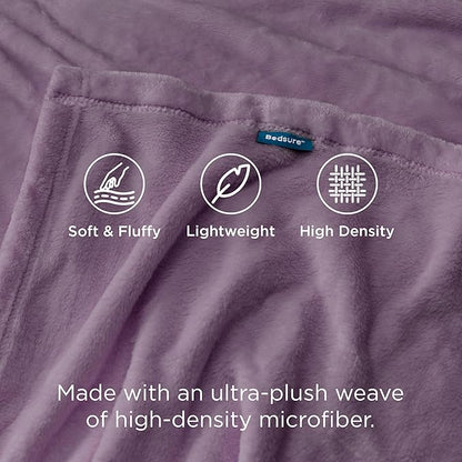 Bedsure GentleSoft Fleece Blankets Twin Size Fog Purple - 300GSM Lightweight Plush Fuzzy Cozy Soft Blanket for Bed, Sofa, Couch, Travel, Camping, 60x80 inches