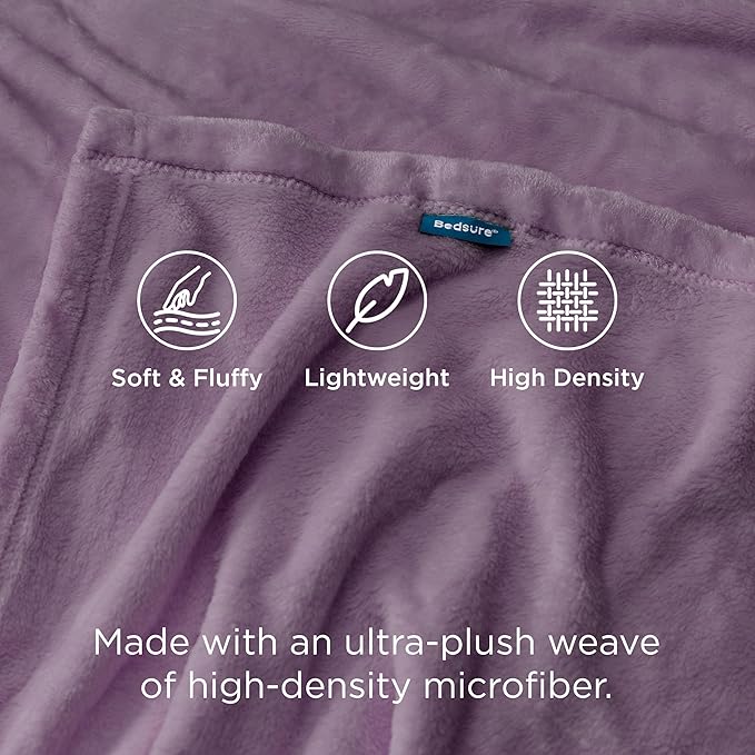 Bedsure GentleSoft Fleece Throw Blanket for Couch Fog Purple - Lightweight Plush Fuzzy Cozy Soft Blankets and Throws for Sofa, 50x60 inches