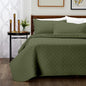 Cosy House Collection Luxury Rayon Derived from Bamboo 3-Piece Quilt Set - Ultra Soft Quilted Coverlet Bedspread - Classic Weave Stitch - Includes Quilt and 2 Pillow Shams (Full/Queen, Sage Green)