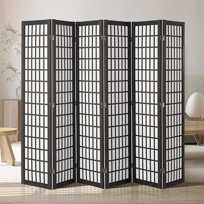 VEVOR Room Divider, 6 Panel Japanese Room Divider, Folding Privacy Screen Indoor, Portable Partition Dividers and Decoration Screens, for Room Separation, Home, Office, Restaurant & Bedroom (Black)