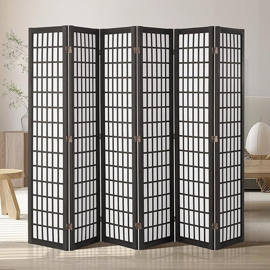 VEVOR Room Divider, 6 Panel Japanese Room Divider, Folding Privacy Screen Indoor, Portable Partition Dividers and Decoration Screens, for Room Separation, Home, Office, Restaurant & Bedroom (Black)
