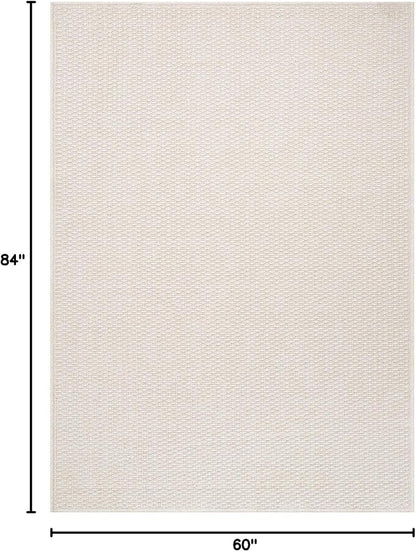 Easy Jute Rug 5x7 Indoor Outdoor Natural Rugs Solid Fiber Rug Woven Area Rug Boho Easy Clean Inside Carpet for Living Room Bedroom Dining Room Hallway or Outdoor Patio Porch (5 X 7 Bone)