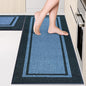 Kitchen Rugs Set (24" x 36"+24" x 60"), Non-Slip Machine Washable Kitchen Runner Rugs Floor Mats, Absorbent Comfort Standing Mats for Kitchen, Laundry and Hallway, Rolled Packaging, Light Blue & Navy