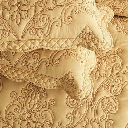 CHIXIN Microfiber Standard Pillow Shams Set of 2 - Decorative Quilted Pillow Covers - Honey-Gold - Size (20" x 26")