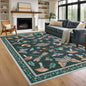 Mushroom 10x13 Area Rug for Living Room Washable Non Slip Forest Soft Low-Pile Stain Resistant Thin Large Throw Carpet for Bedroom Dining Room Office Black