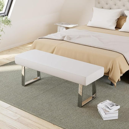 JIEXI Bedroom Bench Bed end upholstered Bench Indoor Corner Small Bench, with Metal Legs, for entryway Dining Room Kitchen and Living Room, Plant Bench, Footstool