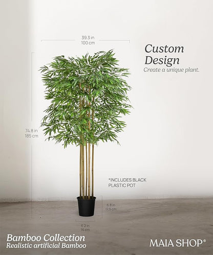 Maia Shop Decorative Artificial Plants - Artificial Bamboo Tree 6.5ft Natural Trunks, Big Artificial Plant, Home Decor, Artificial Tree