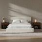 RECCI Cloud Boucle Upholstered Queen Bed Frame with Headboard, 5 Inch Foam Padded Platform, No Box Spring, Easy Assembly(Beige)