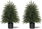 2FT Artificial Cedar Trees Set of 2, Realistic Faux Evergreen Topiary Bushes Plants, Outdoor Potted Fake Cypress Shrubs for Front Porch Garden Home Living Room Decor