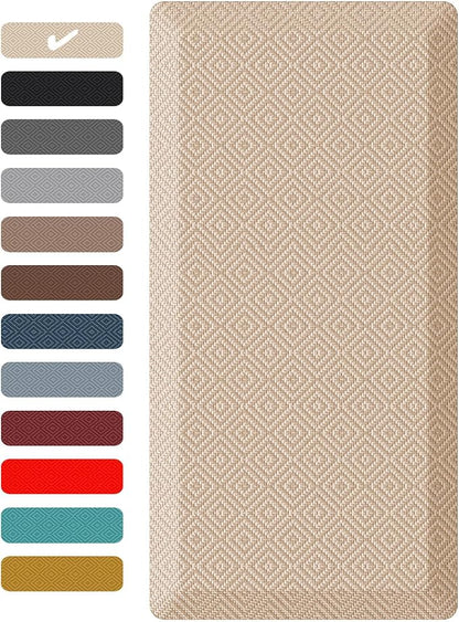Ophanie Kitchen Mats for Floor, 3/4 Inch Thick Kitchen Rugs, 24'' x 70'' Anti Fatigue Standing Cushioned Mat, Waterproof,Comfort Ergonomic Mat for Office, Home, Sink, Beige Non-Slip Bottom