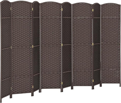 HOMCOM Room Divider, 8 Panel Folding Privacy Screen, 5.6' Tall Freestanding Wall Partition for Home Office, Bedroom, Brown