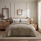 EVERGRACE Velvet Quilt Set King Size, Luxurious Soft Striped Channel Bedding Set, Lightweight Velvet Comforter for All Season, Oversized Bedspread Coverlet with 2 Matching Shams, Sand Dune