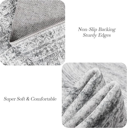 8x8 Grey Round Rug 8ft Living Room Circle Rug Vintage Round Area Rug Non Slip Indoor Carpet for Apartment