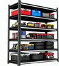 Storage Shelves, Garage Metal Shelving Unit, Adjustable, Double-Layer Column with Reinforced Ribs, Heavy-Duty, Capable of Bearing 600-3600 lbs (Black, 82 * 45 * 18, 6-Tier)