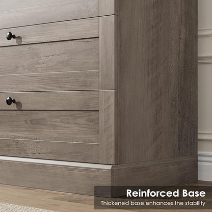HOSTACK 6 Drawer Dresser for Bedroom, 52" Tall Dresser & Chest of Drawers, 29" W Wood Drawer Chest, Modern Vertical Storage Cabinet for Living Room, Entryway, Hallway