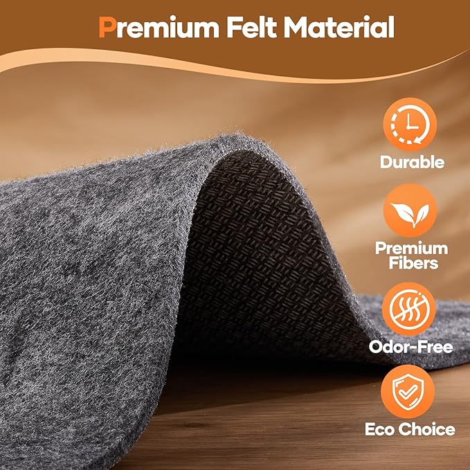 Veken Non Slip Cushioned Rug Pad Gripper 3 x 5 Ft, Felt and Silicone Backing, 1/4 inch Thick Carpet Liner for Hardwood Floors and Finishes, Under Area Rugs Anti Skid Mat, Keep Rugs Safe and in Place