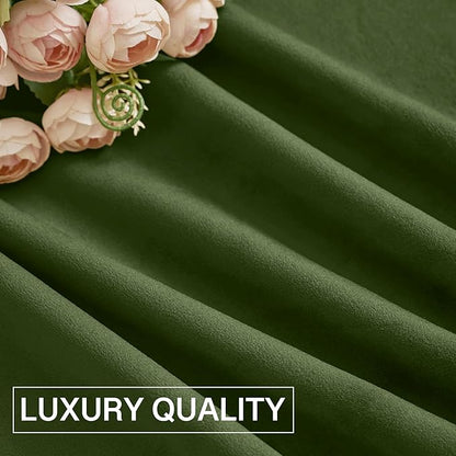 StangH Moss Green Curtains for Living Room Cozy Thermal Insulated Privacy Drapes for Bedroom, Soft Velvet Noise Reducing Curtains Christmas Decor, W52 x L100, 2 Panels