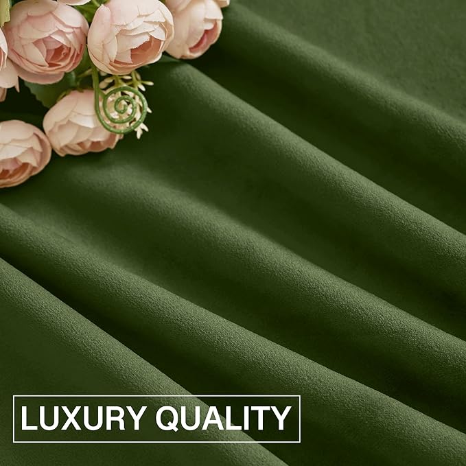 StangH Moss Green Curtains for Living Room, Super Soft Luxury Velvet Room Darkening Drapes 102 inches Long Christmas Holiday Home Decor for Bedroom/Laundry, W52 x L102, 2 Panels