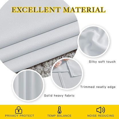 NICETOWN Room Darkening Curtains for Living Room - Easy Care Solid Thermal Insulated Grommet Curtains/Panels/Drapes for Bedroom (2 Panels, 66 by 72, Greyish White)