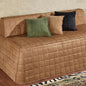 Camden Luxury Bedding | Neutral Camel Color | Fitted Hollywood Daybed Bedding | Faux Suede Box Quilted Design | 5 Piece Set Includes Hollywood Cover, 2 Bolster Shams, and 2 Bolster Pillows