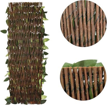 GLANT Expandable Fence Privacy Screen for Balcony Patio Outdoor,Decorative Faux Ivy Fencing Panel,Artificial Hedges (Single Sided Leaves) (2, Green-Verdant)