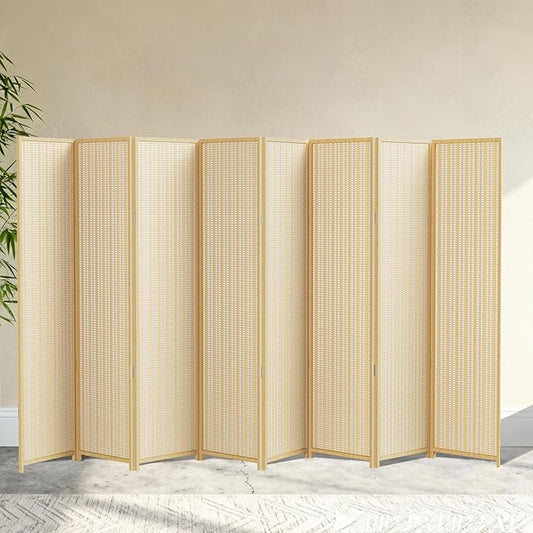 8 Panel Room Divider and Extra Wide Folding Privacy Screen, 126" W x 67" H, Bamboo Room Divider for Room Separation