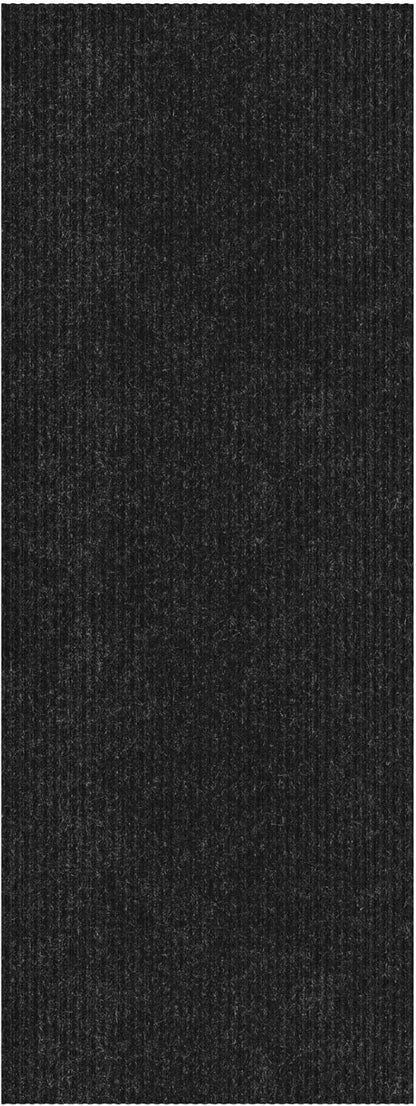 Ottomanson 2' x 46' Hallway Runner with Scraper Pile Extra Durable Non-Slip Rug Mat for Indoor & Outdoor Use - Ideal for Kitchen, Entryway, Patio & Garage - High-Traffic Carpet, Black