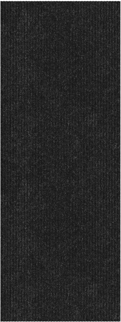 Ottomanson 2'7" x 41' Hallway Runner with Scraper Pile - Extra Durable Non-Slip Rug Mat for Indoor & Outdoor Use - Ideal for Kitchen, Entryway & Garage - High-Traffic Carpet, Black