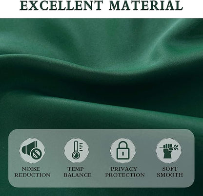 DONREN Hunter Green Blackout Thermal Insulating Window Curtain Panels for Bedroom with Rod Pocket (52 x 72 Inches,2 Panels)