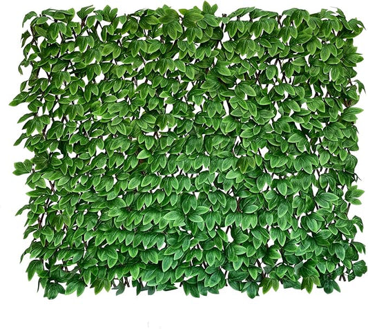 Sumery Expandable Fence Privacy Screen for Balcony Patio Outdoor,Decorative Faux Ivy Fencing Panel,Artificial Hedges (Single Sided Leaves) (4, Peony Leaf)