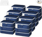 Comforter Storage Bag - Large Capacity Blanket Storage Bags 3-Layer Ultra Space Saving Self Compression Organizer, Washable Compression Bags for Storage Comforter Blanket, 8-Pack, Navy Blue