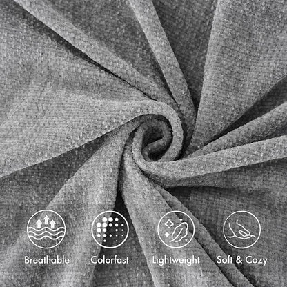 BATTILO HOME Gray Chenille Throw Blanket for Couch, Decorative Soft Knit Throw Blanket with Fringe Tassels, Lightweight Throw Blanket for Home Decor, 50"x60"