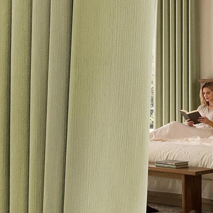 jinchan Chenille Blackout Curtains 96 Inches Long 2 Panels Sage Green Thermal Insulated Curtains for Living Room Bedroom Back Tab Window Curtains Triple Weave Noise Reducing Drapes 50x96 Inch