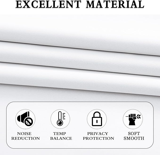 Pure White Half Blackout Modern Design Curtains 84 Inches Long - Room Darkening Thermal Insulated Drapes Window Treatment Curtains for Living Room Patio Door,2 Panels,W 52 x L 84 Inch