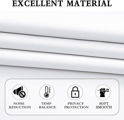 Light Filter Low Shading Effect Curtains Set for Windows,96 Inch Length Room Darkenging Energy Efficient Privacy Assured Window Treatment Curtains(Pure White,Pack of 2,52 inches W x 96 inches L)