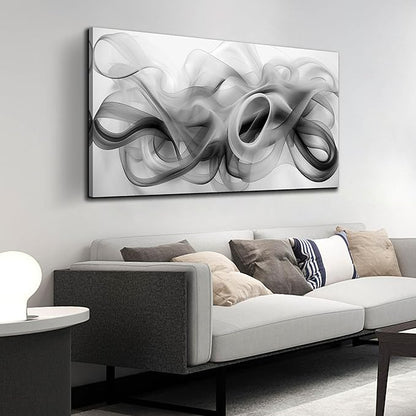 JuhaiArt Abstract Wall Art Black Picture Art Black Wall Decor White Wall Art Canvas for Living Room Bedroom Home Office Prints Artwork 24" x 48"