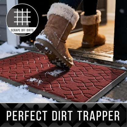 Yimobra Outdoor Mats for Front Door 29.5x17, All-Season Waterproof Doormat Outdoor Entrance, Heavy Duty Non-Slip Outside Door Mat for Garage Patio Proch Entryway Indoor, Red