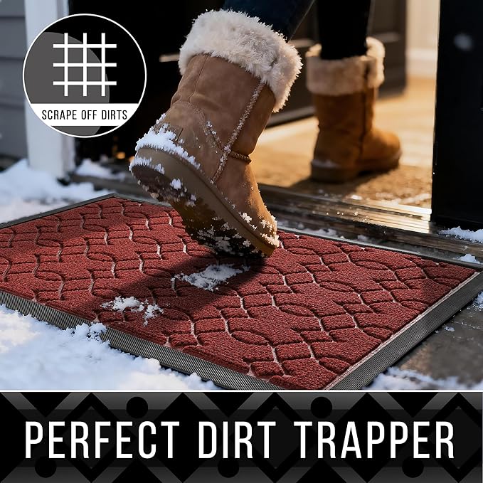 Yimobra Outdoor Runner Rug 72x24, All-Season Waterproof Doormat Outdoor Entrance, Heavy Duty Non-Slip Outside Commercial Grade Door Mat, Easy Clean, Red
