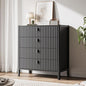 4 Drawer Dresser, Modern Chest of Drawers for Bedroom, Wood Fluted Dresser Organizer with Deep Drawers for Clothes, Nightstand for Bedroom, Hallway, Living Room, Entryway, Black