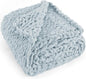 Chunky Knit Throw Blanket 60"X 80", 100% Handmade with Soft Chenille Yarn, 6.7lbs Thick Cable Knitted Blankets, Large Rope Knot Crochet Throws for Couch Sofa Bed Home Decor, Baby Blue