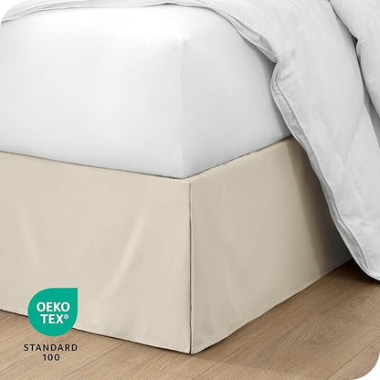Bare Home Kids Twin Bed Skirt - 15-Inch Tailored Drop Easy Fit - Bed Skirt for Beds - Center & Corner Pleats (Twin, Sand)