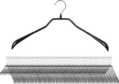 Mawa by Reston Lloyd, Non-Slip Steel Suit/Jacket Hanger, Wide Supportive Sholders with Rotating Hook, Black, Set of 150