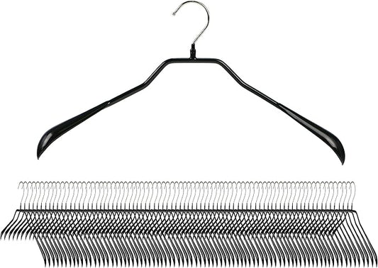 Mawa by Reston Lloyd, Non-Slip Steel Suit/Jacket Hanger, Wide Supportive Sholders with Rotating Hook, Black, Set of 150