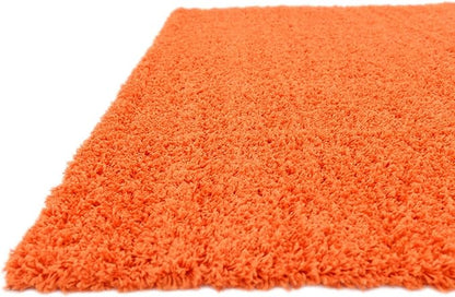 Unique Loom Solid Shag Collection Area Rug (8' Square, Tiger Orange)
