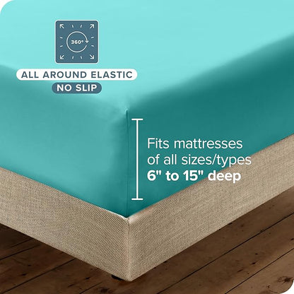 Bare Home Hotel Luxury King Sheet Set, Extra Soft - 6 Piece Set - Deep Pockets - Easy Fit - Cooling & Breathable - Wrinkle, Fade, Stain Resistant - Includes 4 Pillowcases (King, Turquoise)
