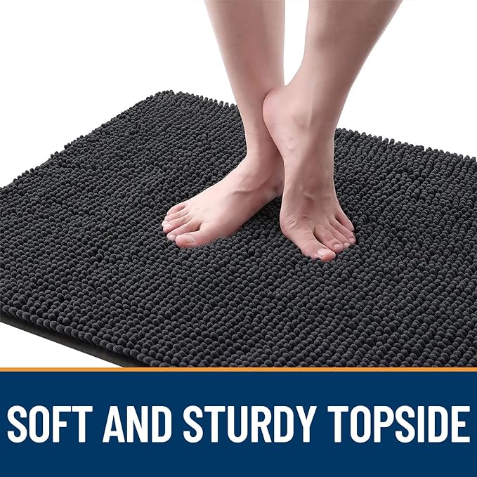 OLANLY Dog Door Mat for Muddy Paws 70x46, Absorbs Moisture and Dirt, Absorbent Non-Slip Washable Doormat, Quick Dry Chenille Mud Mat for Dogs, Entry Indoor Entryway Carpet for Inside Floor, Dark Grey