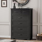 Dresser for Bedroom with 6 Drawers, 46" Tall Wood Chest of Drawers with Deep Drawers & Mental Handle, Modern Dresser TV Stand, Wooden Closet Storage Organizer for Living Room, Hallway, Entryway, Black