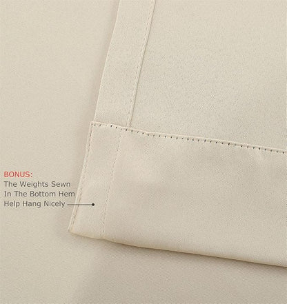MIUCO Room Darkening Grommet Blackout Window Curtains for Living Room Curtains Panels Set of 2 52x63 Inch Begie, 2 Tie Backs Included